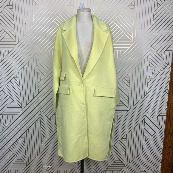 Zara‎ Oversized Wool Blend Coat Jacket in Yellow Blogger Fav Size US Small - Picture 2 of 12